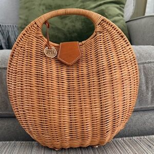 J. Maclaughlin Elegant Tan Woven Tote Bag